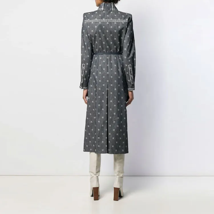 FENDI Long Sleeved Dresses Women's Dark Blue-3