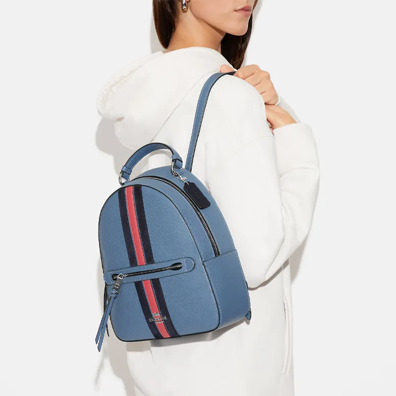 COACH Jordyn Split Cow Leather Backpack Large Size Women's Indigo-3