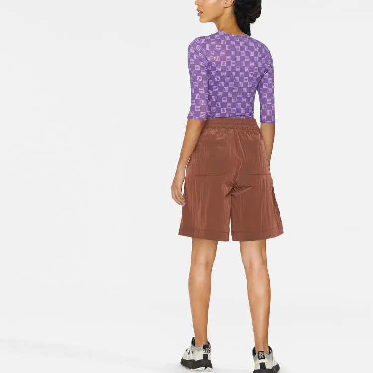 GANNI Casual Shorts Women's Red Brown-3