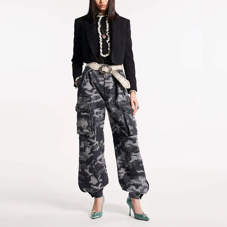 DSQUARED 2 Camouflage Print High Waist Tousers-3