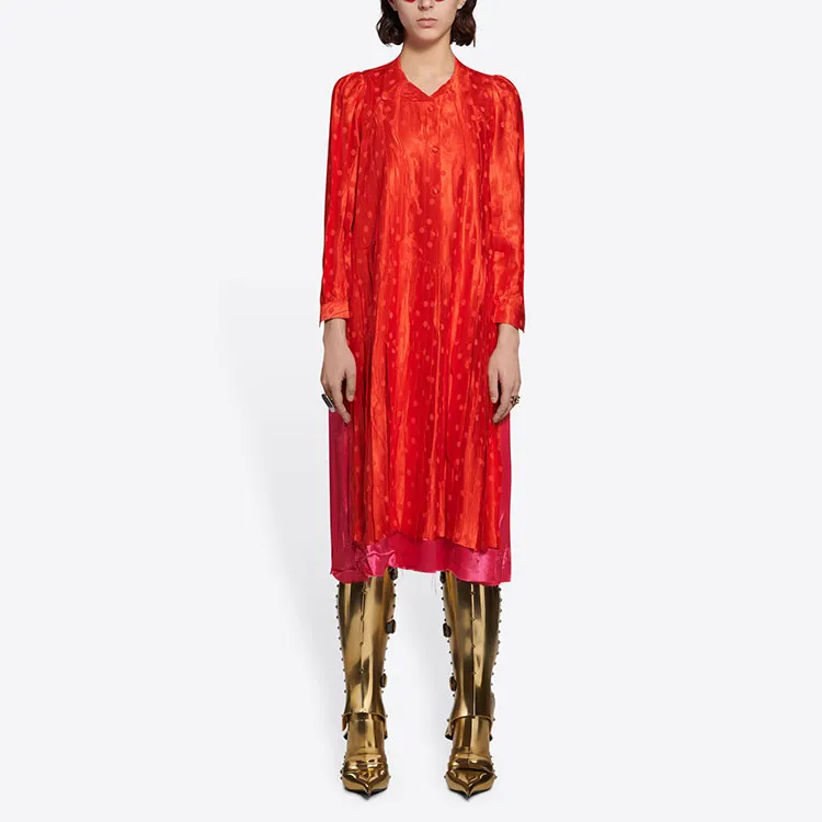 Balenciaga Long-Sleeved Dresses Women's Rose Red-2