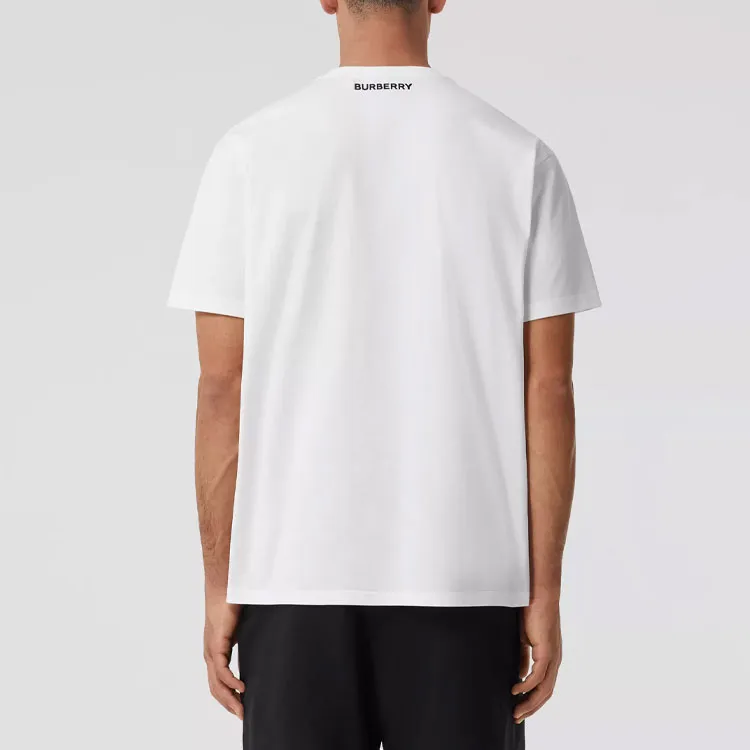 Burberry Monster Patterned Print Crew Neck Short Sleeved T Shirt Men's White-1