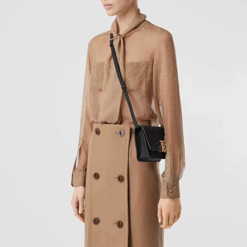 Burberry Grained Calfskin Crossbody Bag Mini Women's Black-4