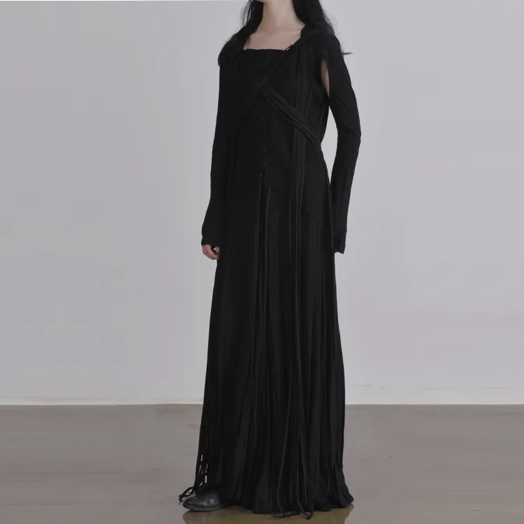 Yohji Yamamoto Long Sleeved Dresses Women's Black-4