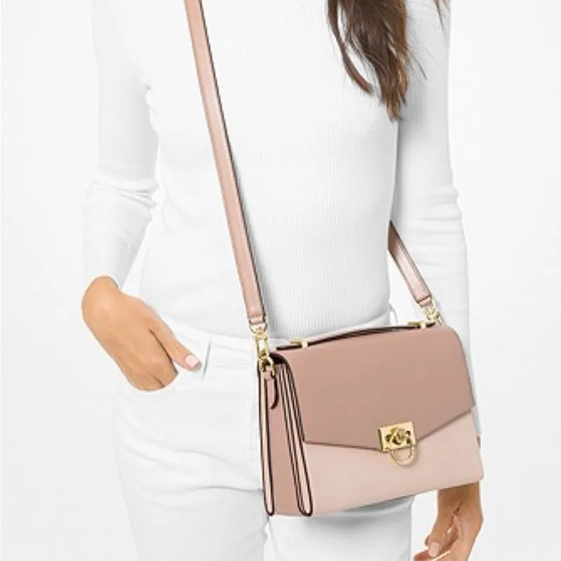 MICHAEL KORS Hendri Cow Leather Crossbody Bag Envelope Bag One Shoulder Handbag Medium Size Women's Cherry Blossom Pink-4