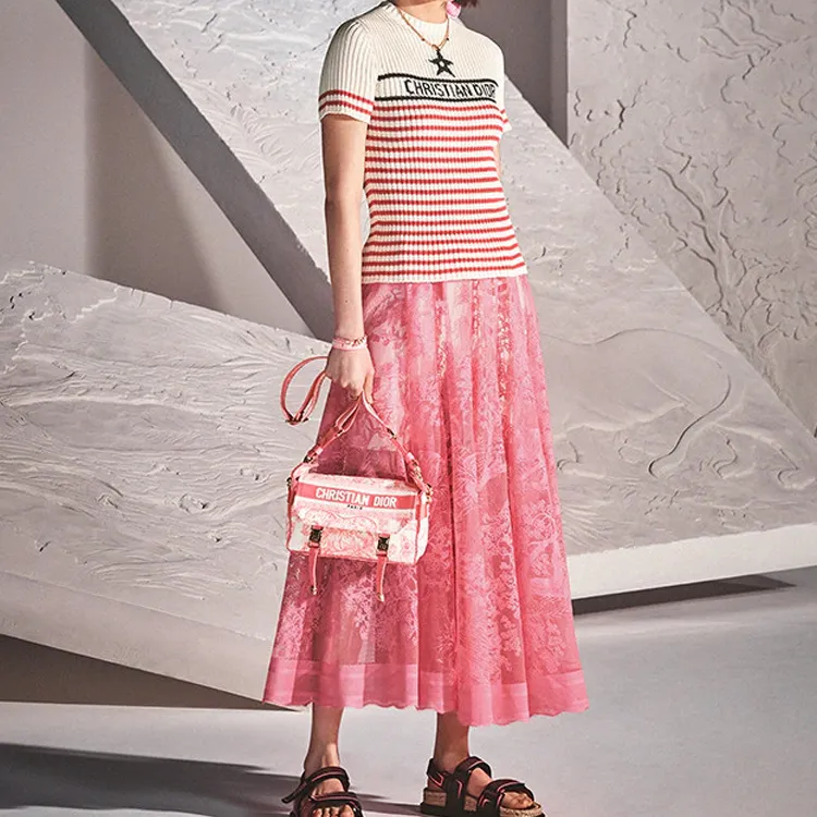 DIOR DiorCamp Canvas Messenger Bag, Shoulder Bag, Crossbody Bag Small Size Women's Neon Pink-7