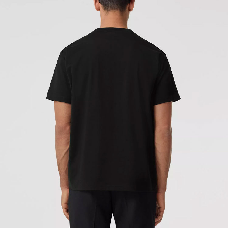 Burberry Men Label Applique Cotton Oversized T-Shirt Black