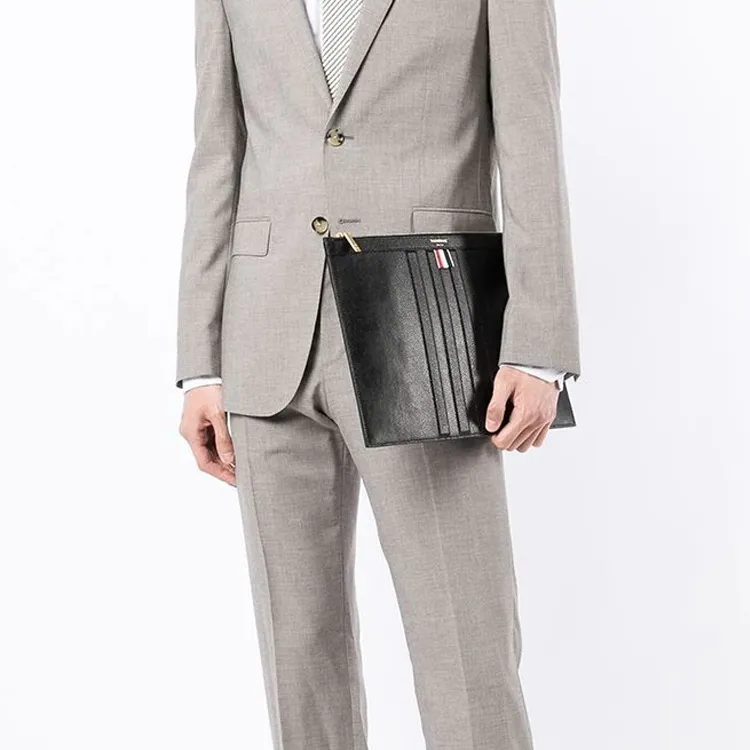 THOM BROWNE· Pebble Texture Calfskin Briefcase Medium Size Men's Black-5