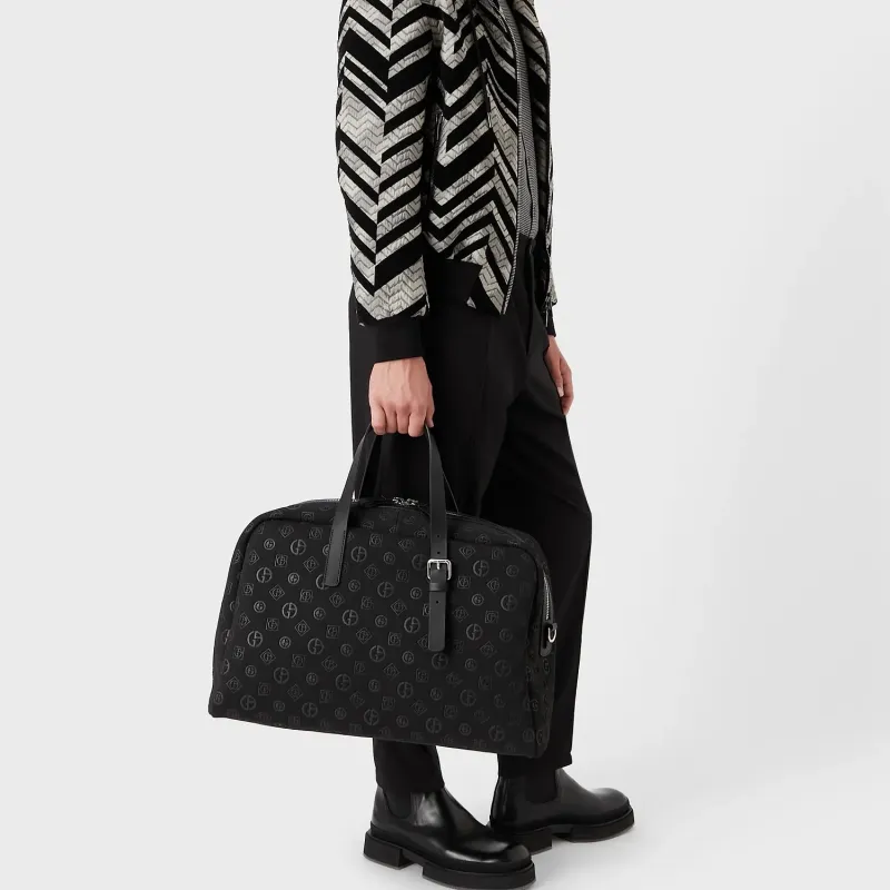 GIORGIO ARMANI Polyester Polyamide Blend Handbag Men's Black-6