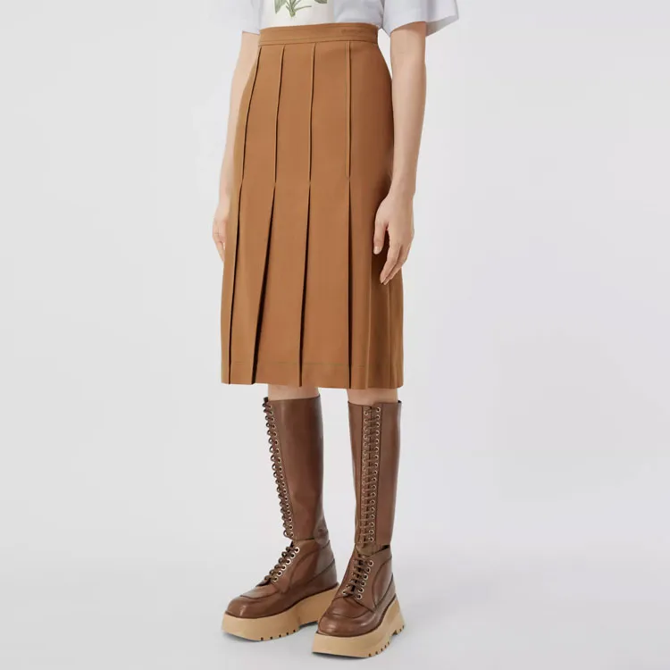Burberry FW22 Casual Long Skirt Women's Camel-3