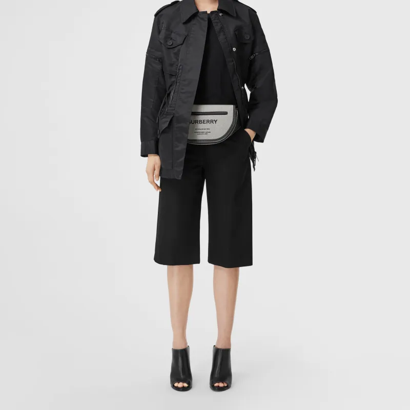 Burberry OlympiaHorseferry Canvas Ellenia Half-Moon Bag Shoulder Bag Crossbody Bag Fanny Pack Sling Bag Men's Black-3