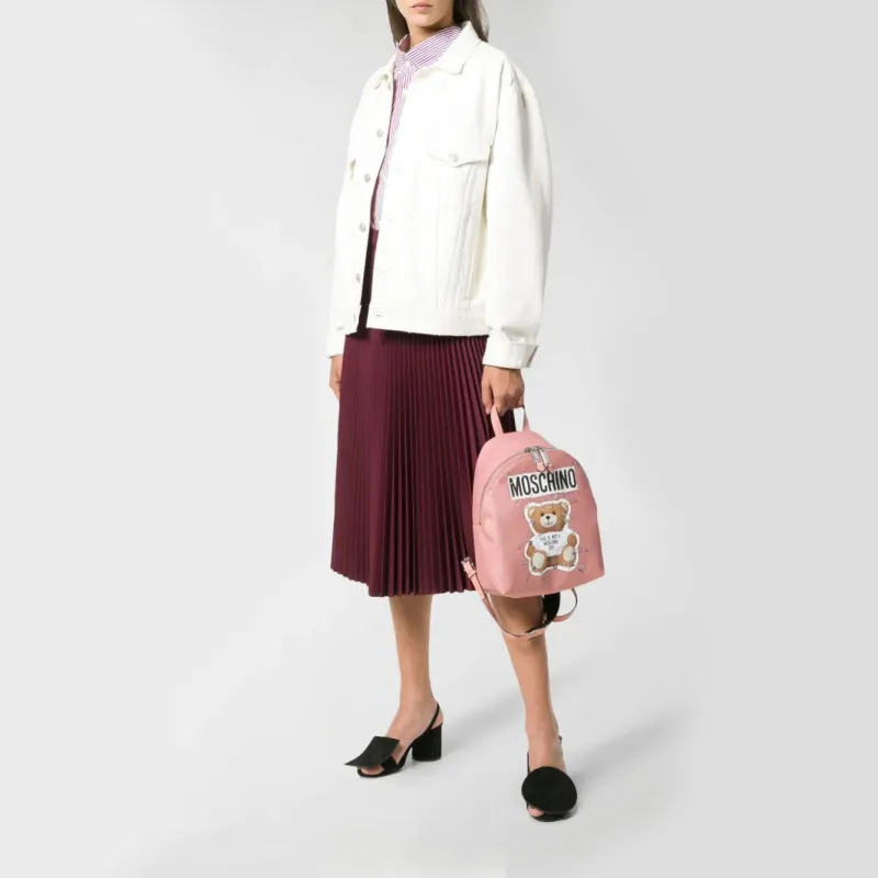 MOSCHINO Polyester Backpack Large Size Unisex Pink-5