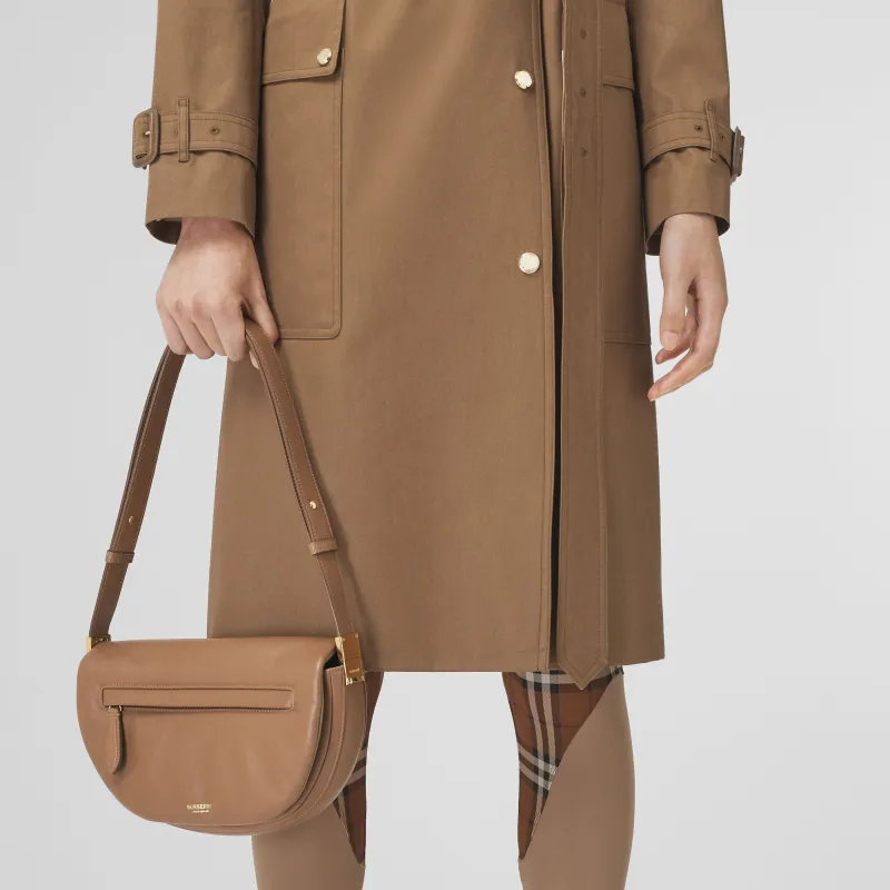 Burberry Olympia Dyed Lambskin Ellenria Half Moon Bag Portable Crossbody Bag Shoulder Bag Women's Brown-9