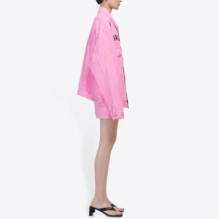 Balenciaga Denim Jacket Women's Pink-4
