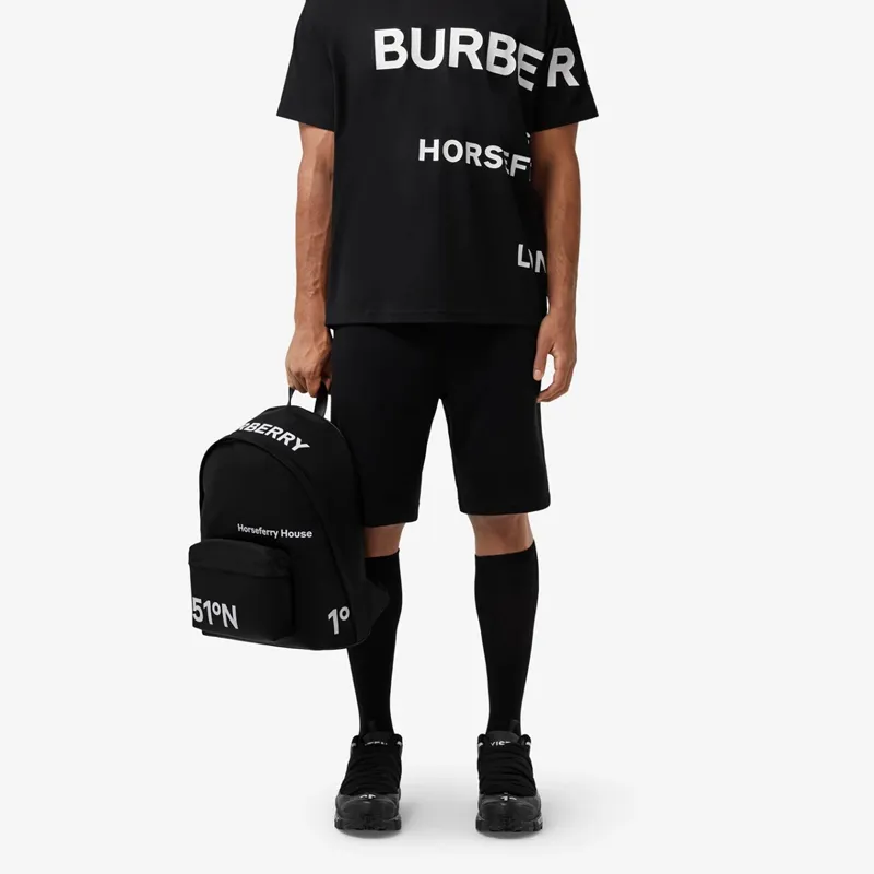 Burberry Horseferry Polyamide Backpack Regular Men's Black-5