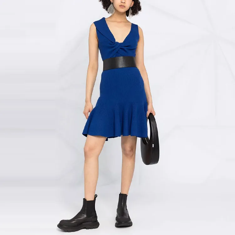 Alexander McQueen Sleeveless Dress Women's Blue-1