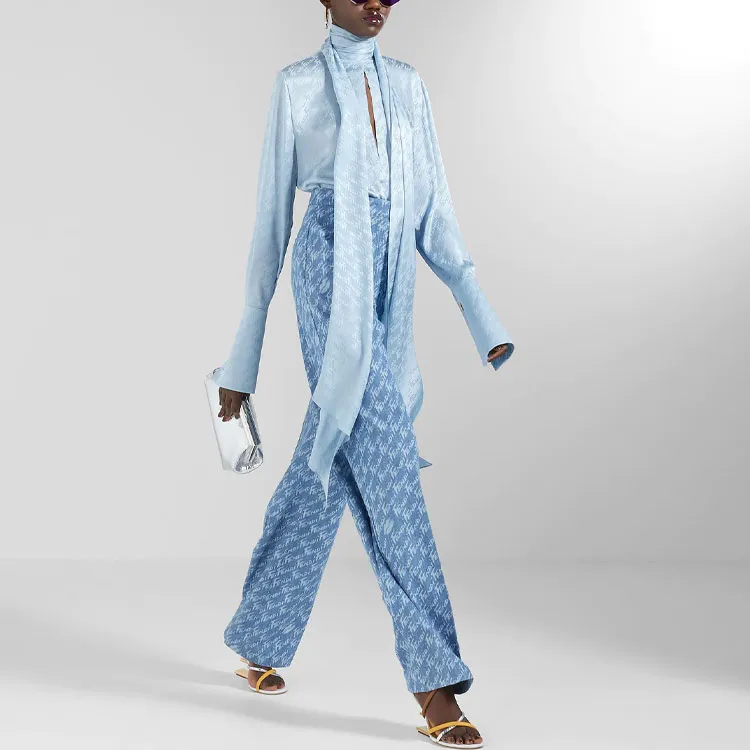 FENDI SS22 Casual Pants Women's Light Blue-2