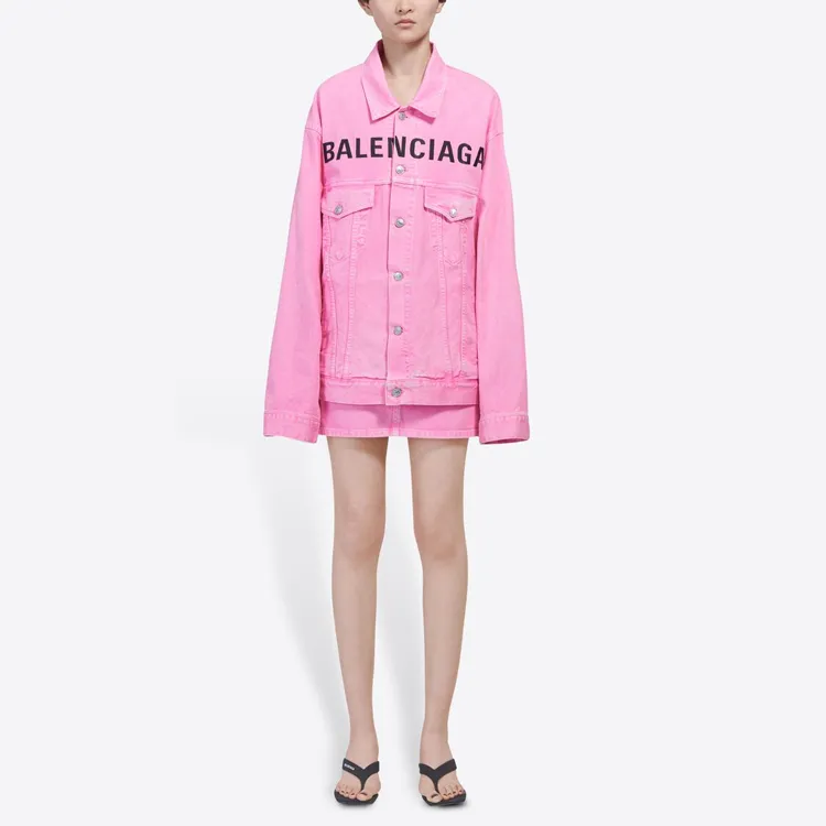 Balenciaga Denim Jacket Women's Pink-2