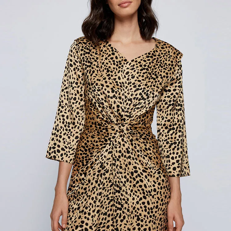 HUGO BOSS Long Sleeved Dresses Women's Brown-2