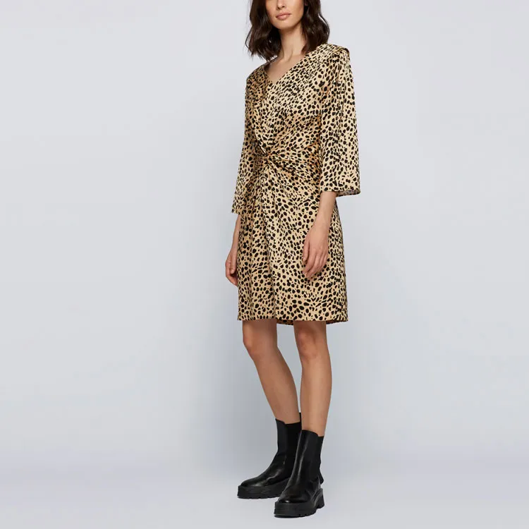 HUGO BOSS Long Sleeved Dresses Women's Brown-1