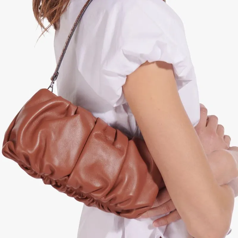 Staud Leather Clutch Small Size Women's Tan-5