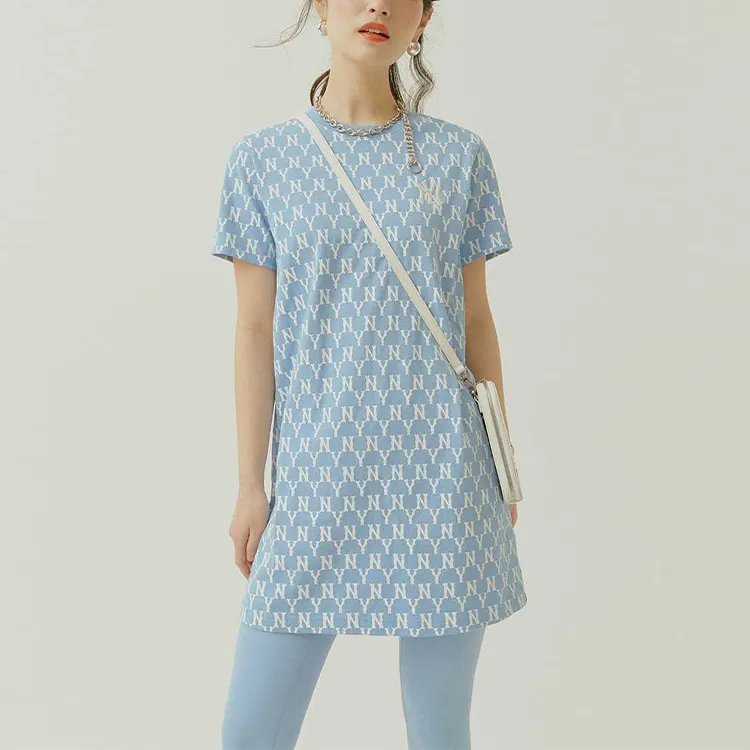 MLB Short Sleeved Dresses Women's Sky Blue-2