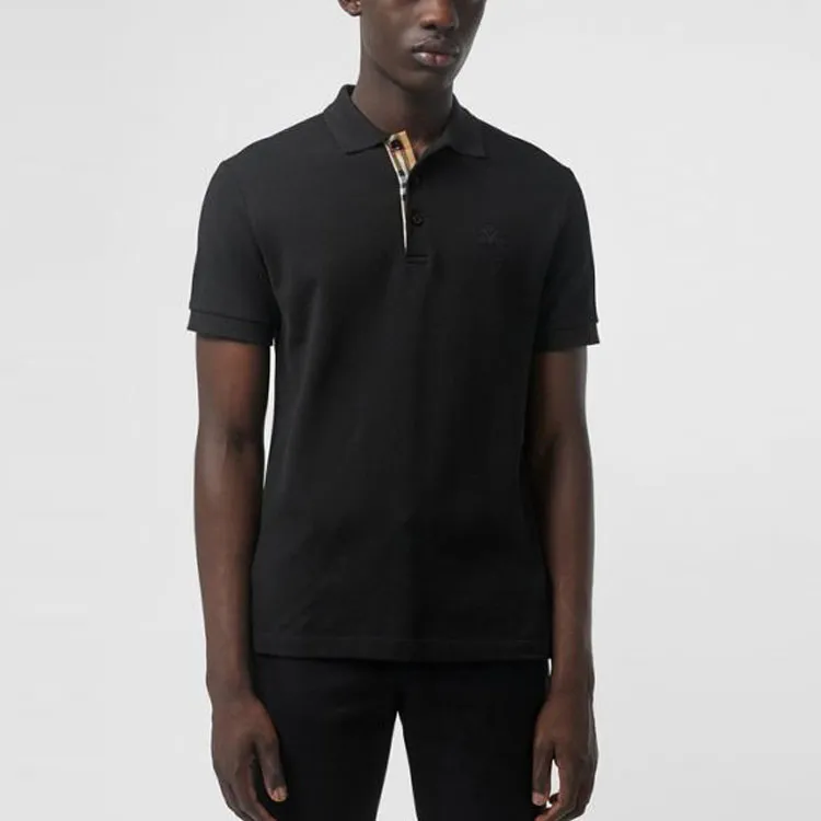 Burberry SS21 Classic Trim Short Sleeve Polo Shirt Black-3