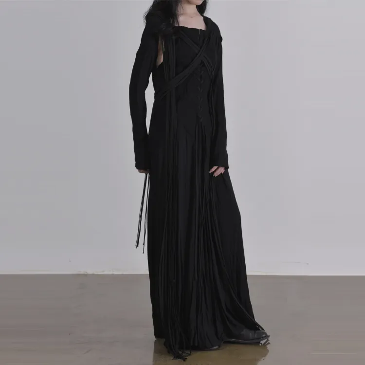 Yohji Yamamoto Long Sleeved Dresses Women's Black-3