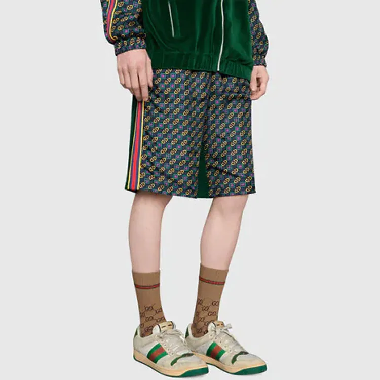 GUCCI Gg Web Socks 'Camel/Dark Green'-3