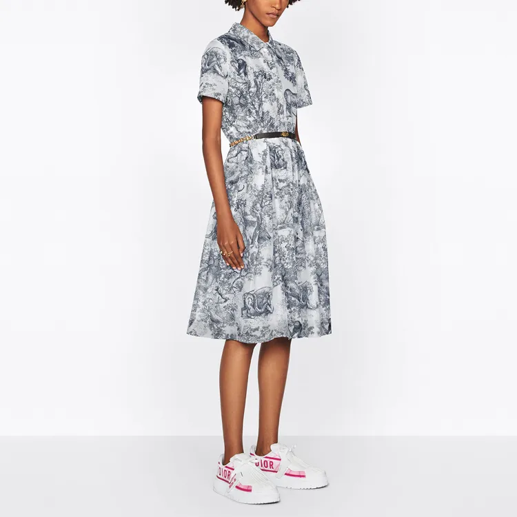 DIOR SS22 Short Sleeved Dress Women's Marine Blue-2