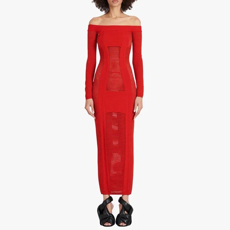 BALMAIN Long-Sleeved Dresses Women's Red-1
