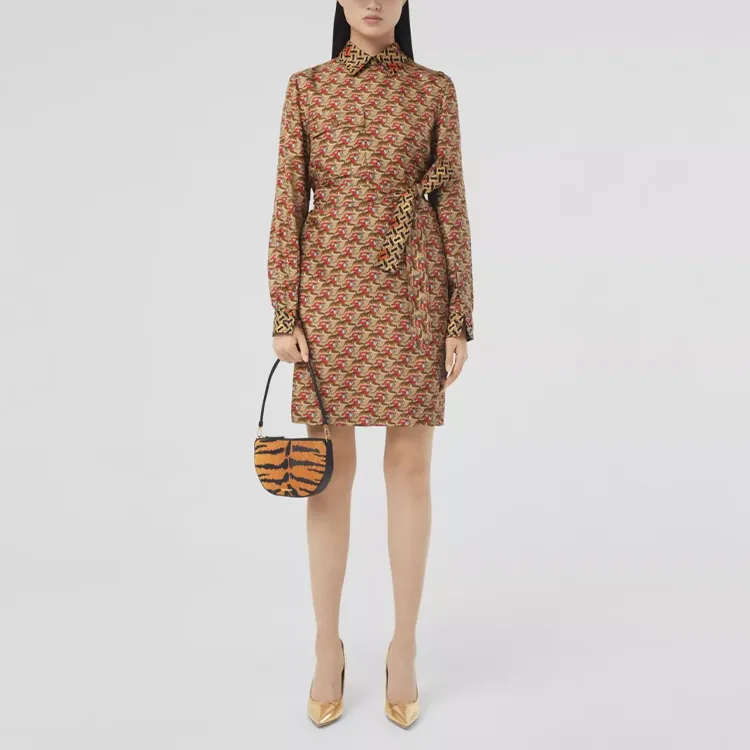 Burberry Long Sleeved Dresses Women's Honeys Beige-1