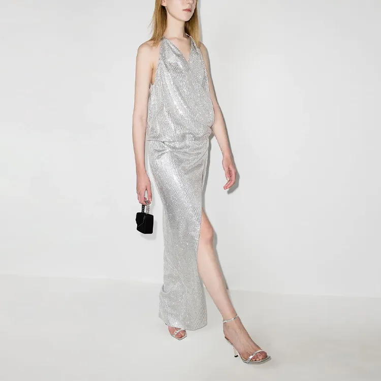 BALMAIN Sleeveless Dresses Women's Silver-3