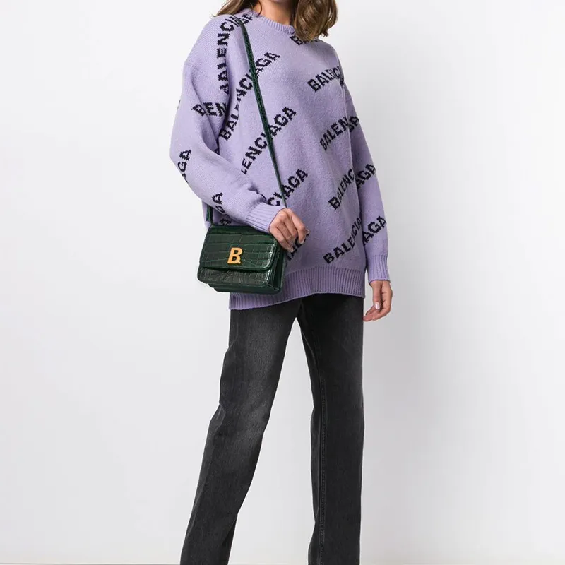 Balenciaga Leather Shoulder Bag Crossbody Bag Regular Women's Green-4