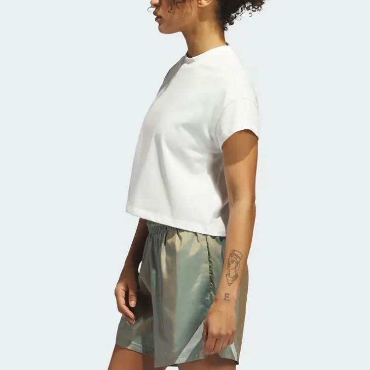 Adidas Drop Shoulder Sleeve T Shirt Women's White-4