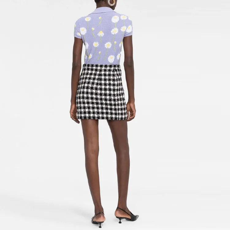Alessandra Rich Houndstooth Pattern Mini Skirt-2