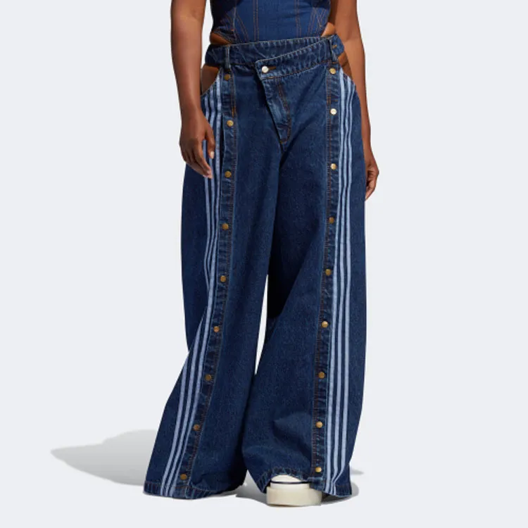 Adidas Ivy Park Women's Denim Wide Leg Snap Pants Dark Denim-2