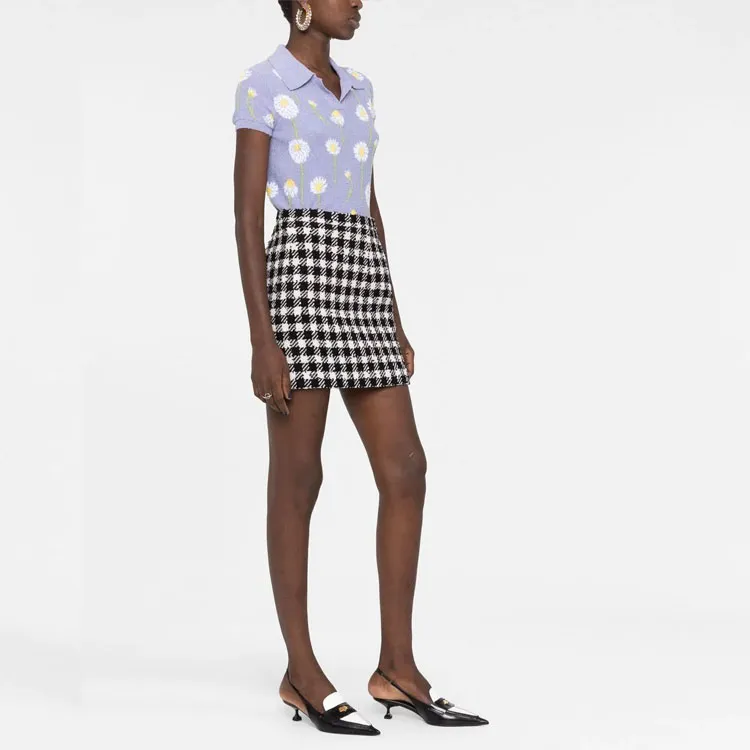 Alessandra Rich Houndstooth Pattern Mini Skirt-3