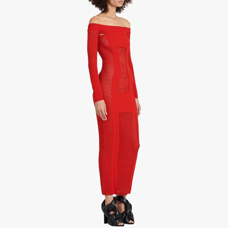 BALMAIN Long-Sleeved Dresses Women's Red-3