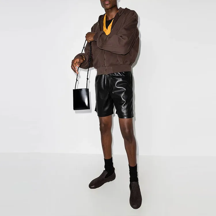 NANUSHKA Drawstring Vegan Leather Bermuda Shorts-1