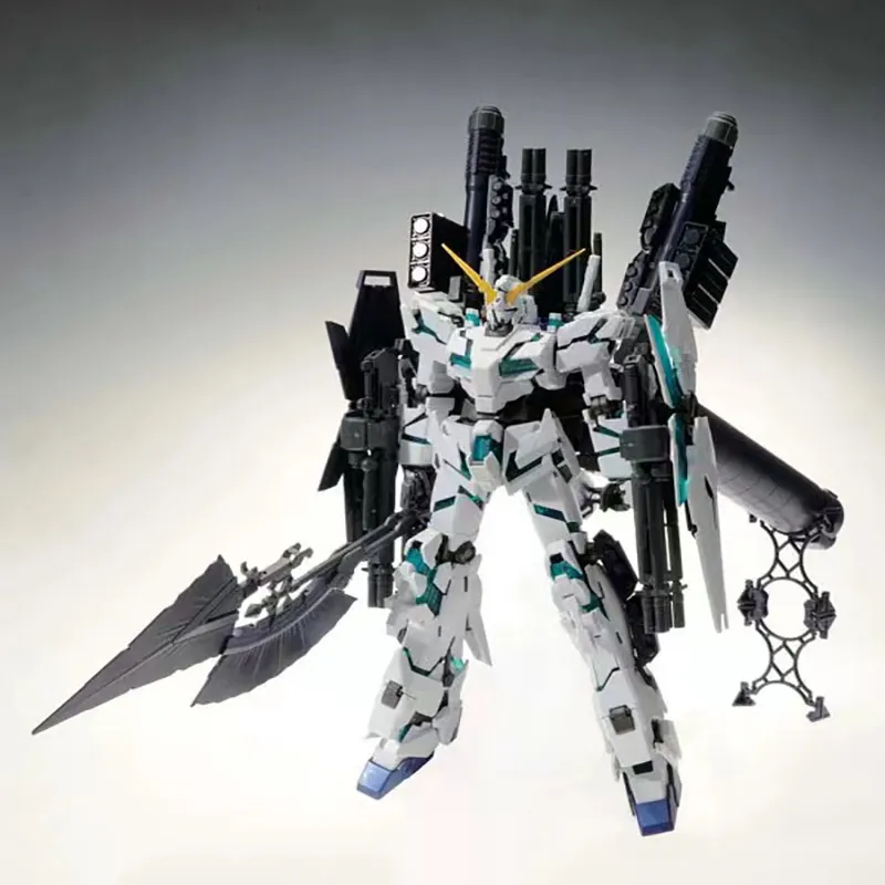 BANDAI MG 1 100 Unicorn Gundam Unit 1 Mobile Suit Gundam Unicorn Full Equipment Card Version 18cm Hobby Model-6