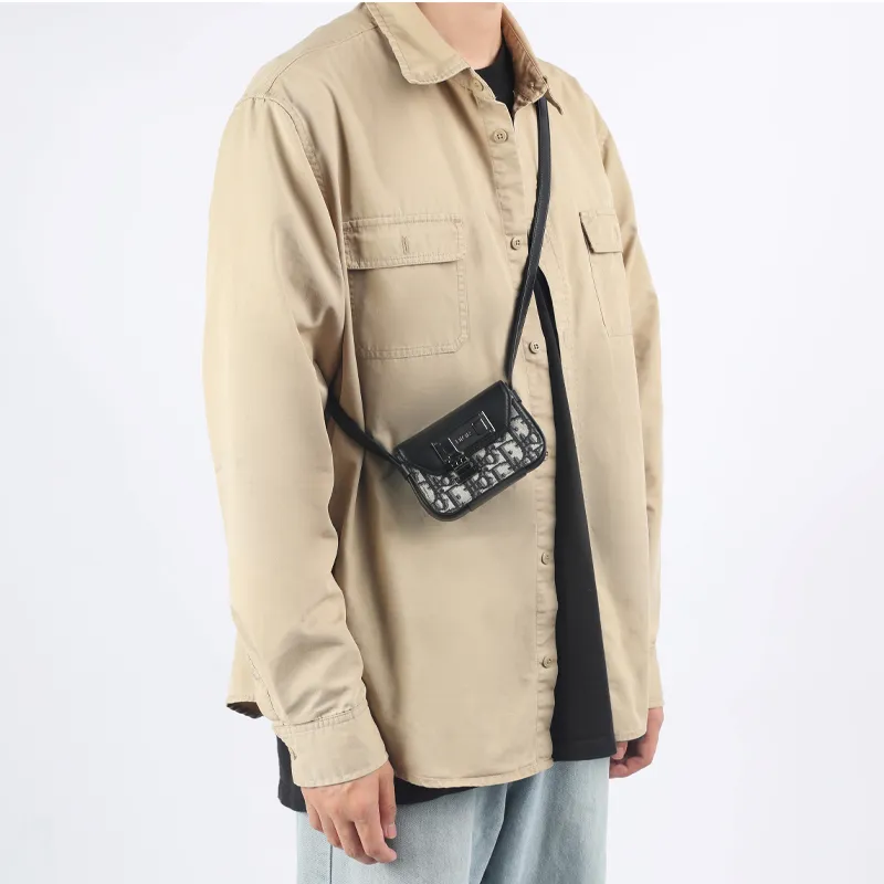 DIOR Lock Smooth Cow Leather Handheld Shoulder Bag Crossbody Bag Extra Small Men's Beige/Black-8