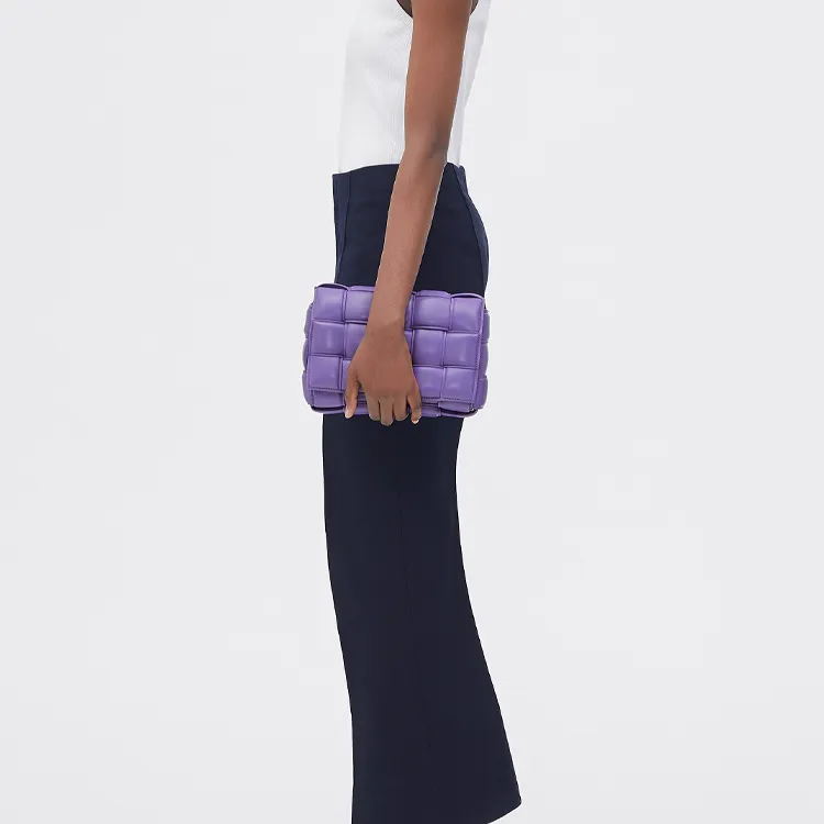 Bottega Veneta Padded Intreccio Cassette Crossbody Bag Purple-4