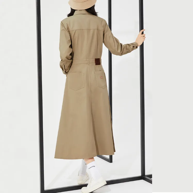 Dickies Long-Sleeved Dresses Women's Khaki-2