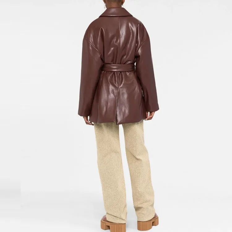 NANUSHKA Belted Faux leather Blazer-2