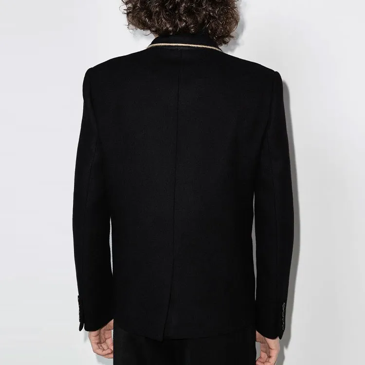 SAINT LAURENT Caban Contrast Trim Blazer-2