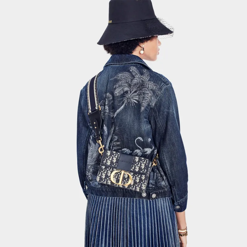 DIOR 30 Montaigne Box Bag Blue DIOR Oblique Jacquard-11