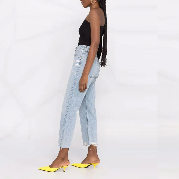 AGOLDE 90's Distressed Mid Rise Crop Jeans-3
