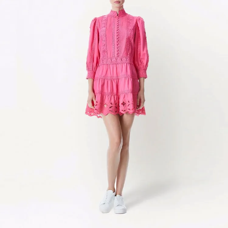 ALICE+OLIVIA Long-Sleeved Dresses Women's Rose Red-3
