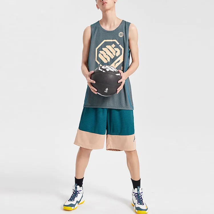 LiNing Sports Basketball Collection Casual Shorts Men's Ocean Blue Light Gray Brown-2